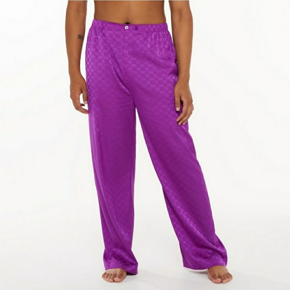 Savage X Fenty Men's Satin Oversized Purple Pajama Pants Size Medium